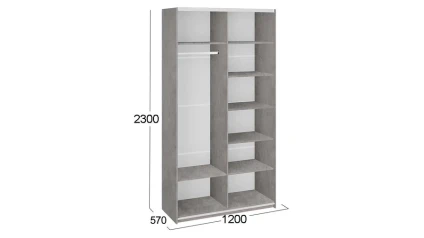Шкаф-купе 2-х дверный «Траст» - СШК 2.120.60-11.13 Бетон, Зеркало