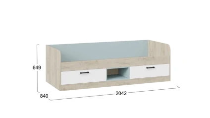 Кровать комбинированная «Оливер» Тип 1 - 401.003.000 Дуб крафт серый, Белый, Серо-голубой