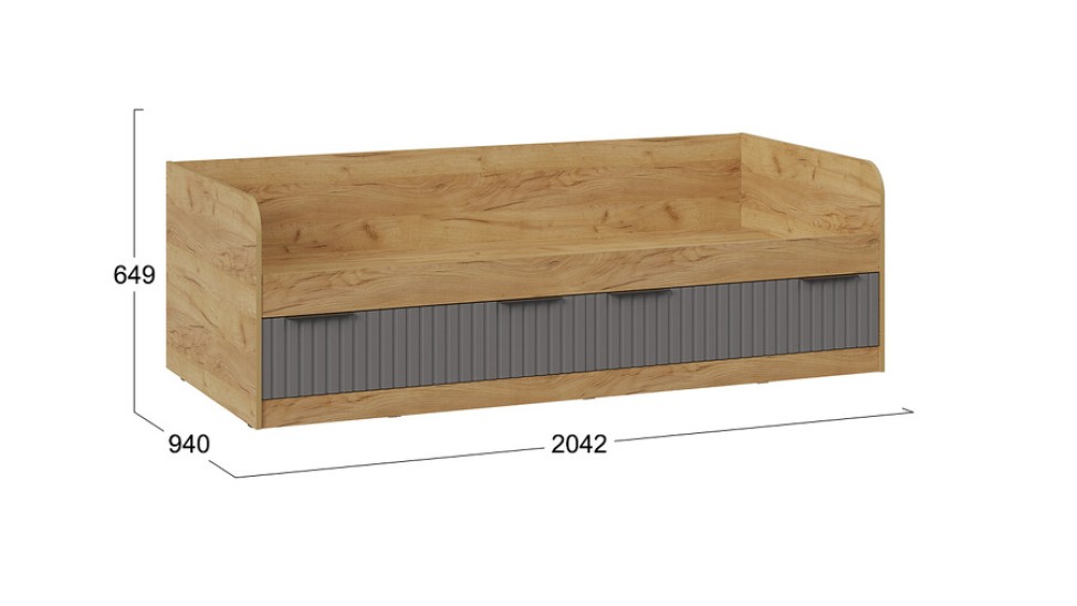 Кровать комбинированная «Хилтон» (900) Тип 1 - 404.006.000 Дуб Крафт золотой, Графит матовый