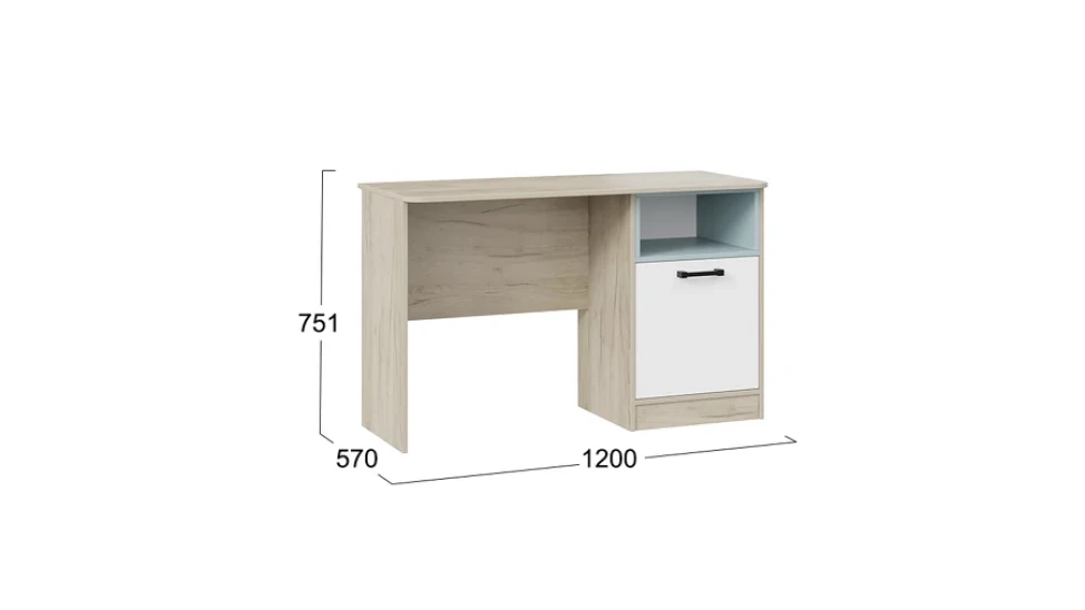 Стол письменный «Оливер» Тип 1 - 401.004.000 Дуб крафт серый, Белый, Серо-голубой